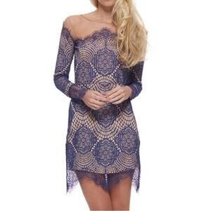 For Love & Lemons Nude Mesh Lace Top